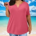 thumbnail image 4 of DPTALR George Plus Size Women’s V-Neck Short Sleeve T-Shirts,12 Colors: Soft,Breathable & Casual Loose Fit Tops,Hot Pink,Size XXXXL, 4 of 5