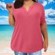 thumbnail image 4 of Tops para mujer,Camiseta de gran tamaño, top informal de color liso para mujer, manga corta de poliéster, ideal para uso diario y en casa, sopatenor, 4 of 8