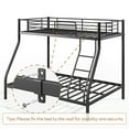 thumbnail image 6 of Metal Bunk Bed, Twin Over Full Size for All Ages, Heavy Duty Steel Frame, Space-Saving Design, Black, 6 of 8