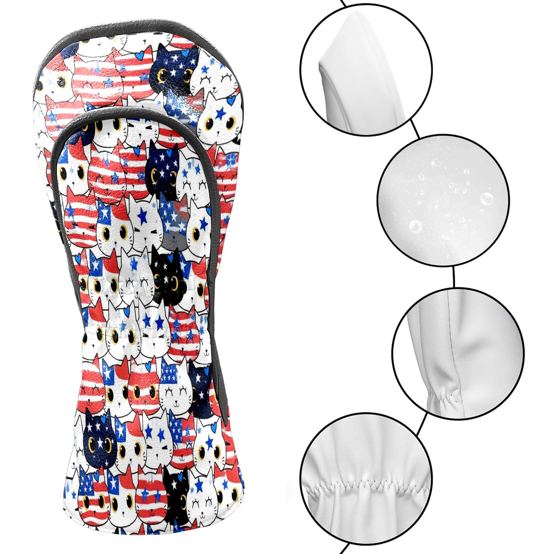 Golf Club Covers, Cartoon2 Premium PU Leather Driver Hybrid Putter Head Covers with Velvet Lining, Waterproof Golf Gifts for Men Women
