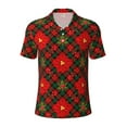 thumbnail image 2 of Daiia Christmas Plaid Flower Pattern Men’s Polo Shirts,Solid Deck Shirt,Classic Fit, Breathable Cotton Polo for Casual and Sport Wear-Small, 2 of 7