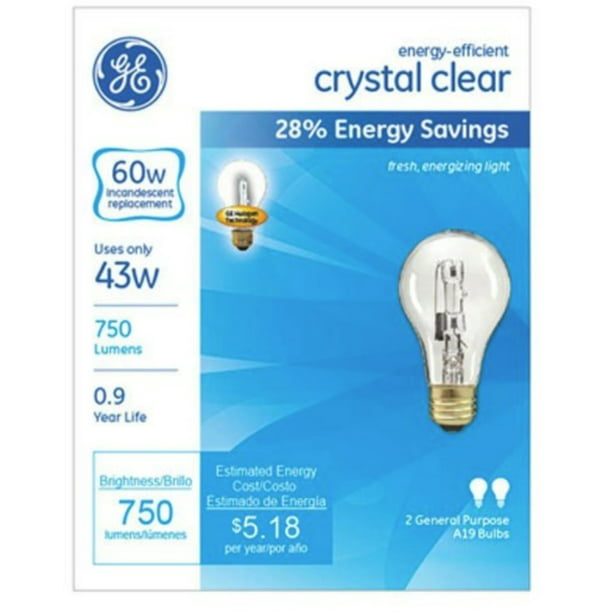 GE Energy-Efficient Clear 43-Watt, Bulb 2 ea of 6) - Walmart.com