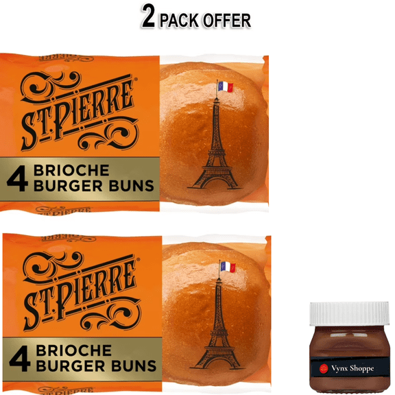 St Pierre Brioche Burger Buns, 4 count, Hamburger Buns, 7 oz Bag