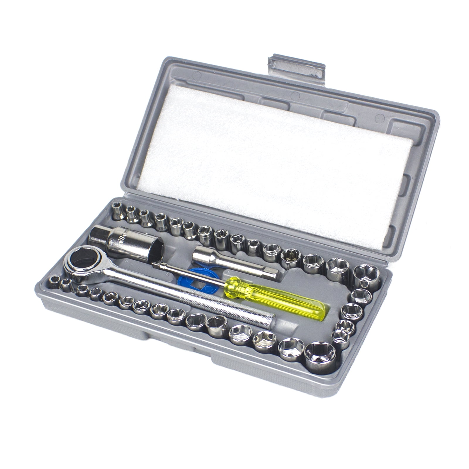 Ziss 40PCs Ratchet Wrench Socket Set, 1/4' 3/8' Drive Socket Set Screwdriver Bits Car Repairing Kit