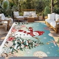 thumbnail image 2 of Teal Snowman Christmas Outdoor Rug for Patio/Deck/Porch, Non-Slip Large Area Rug 5 x 7 Ft, Xmas Tree Coastal Snowflake Starfish Indoor Outdoor Rugs Washable Area Rugs, Camping Rug Carpet Runner, 2 of 8