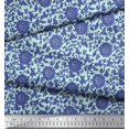 thumbnail image 3 of Soimoi Silk Fabric Leaves & Floral Artistic Printed Fabric 1 Yard 42 Inch Wide, 3 of 3