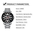 thumbnail image 4 of CURREN 8336 Reloj de pulsera de cuarzo para hombre Pantalla de fecha luminosa 1/10 Segundo Eccomum Reloj masculino, 4 of 5