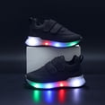 thumbnail image 3 of Kids Shoes Boys Girls Tennis Shoes Lightweight Sports Kids Sneakers Slip on with Strap Light up Shoes for Running Walking Black Size 6.5 Toddler, 3 of 5