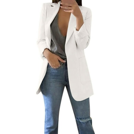 

Womens Blazer Jacket Trench Coat Mid Long Cardigans Lapel Open Front Slim Fit Overcoat Winter Outwear