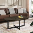 thumbnail image 3 of JESONVID Solid Wood Oval Coffee Table with Cross Metal Legs, 47.9" Industrail Bar Cocktail Table for Living Room Kitchen Office Sofa Table Bristro Table for Cafe/Bar Black 1831BK, 3 of 6