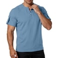 thumbnail image 4 of Paiwinds Men's Casual Short Sleeve Henley Shirt with Button Placket, Round Neck T-Shirt Top for Daily Wear, Black, 4 of 8