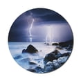 thumbnail image 1 of Nature Mouse Pad for Computers, Summer Storm Beginning with and Beams over the Rocky Coast Waves Mystic Image, Round Non-Slip Thick Rubber Modern Gaming Mousepad, 8" Round, Grey Purple, by Ambesonne, 1 of 2