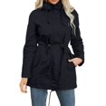 thumbnail image 6 of Mifelio Rain Jacket Women, Women's Zippered Long Sleeved Solid Color Hooded Loose Windbreaker Jackets for Women Navy S, 6 of 6