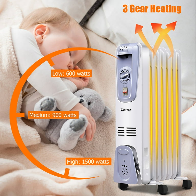 Space Heater Thermostat1500W Electric Oil Filled Radiator - Walmart.com