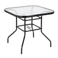 thumbnail image 5 of Hassch 31.5" Square Glass Dining Table with 1.8" Umbrella Hole, Outdoor Patio Table with Metal Legs for Balcony, Deck, Garden, Dark Chocolate, 5 of 8