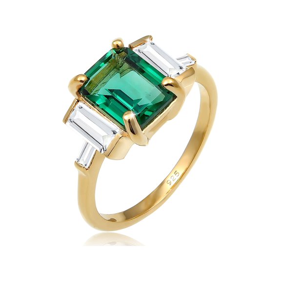 Elli by Julie & Grace Emerald Cut Quarz Topaz Women's Cocktail Ring Silver