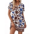 thumbnail image 3 of MOSHU Summer Dresses for women V Neck Womens Dresses Short Sleeve Casual Midi Dress with Pockets, 3 of 11