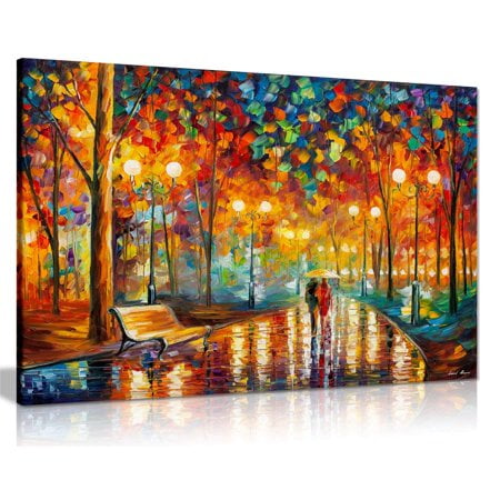 Rains Rustle II par Leonid Afremov Impression d'Image sur Toile pour Décoration Intérieure (24x16)