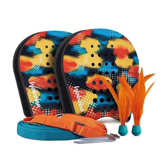 Waboba Battle Bird - Rethink Your Paddle Game  Backyard Set Includes: 2 Wearable Paddles, 2 Small Birdies and a Easy Court to Set-up with Stakes - Size 200 x 120 x 228 mm
