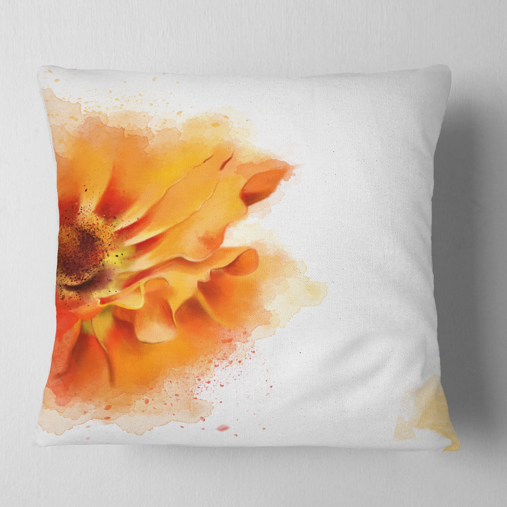 Designart Beautiful Yellow Flower Watercolor - Flowers Throw Pillowwork - 18x18