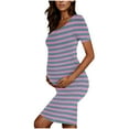thumbnail image 6 of Zwiiyzr 2025 Women's Maternity Dress Striped Slim Short Sleeve Tank Dresses Scoop Neck Pregnancy Bodycon Dress for Casual Wear Navy, 6 of 7