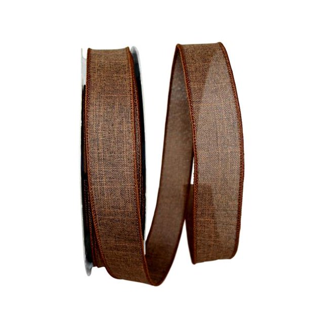 Reliant Ribbon 92573W-705-09K Everyday Linen Value Wired Edge Ribbon - Chocolate Brown - 1.5 in. x 50 yards