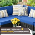 thumbnail image 5 of Walsunny 5 Pieces Patio Furniture Sets Outdoor Sectional Sofa, All-Weather Black Wicker Rattan Conversation Sets with Coffee Table and Washable Couch Cushions,Royal Blue, 5 of 6
