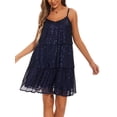 thumbnail image 4 of Liacowi Women Spaghtti Strap Layered Mini Dress Sexy Glitter Sequin Dress Party Clubwear Short Dress, 4 of 7
