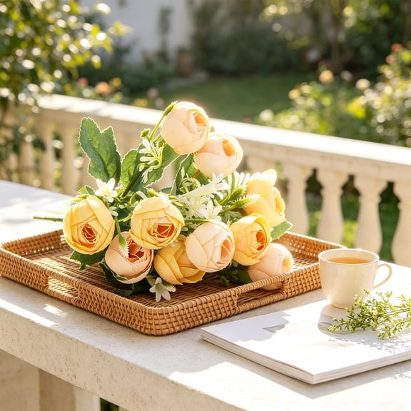 YFGEFTR 1 Bouquet Artificial Flowers, Rose Small Bud Fake Flower, Wedding Bridal Bouquet, for Home/Garden/Wedding/DIY Decoration