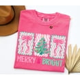 thumbnail image 2 of Merry & Bright Pastel T-Shirt | Cute Pink Christmas Tree and Ribbon Graphic Tee, 2 of 7