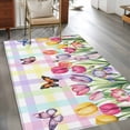 thumbnail image 4 of Area Rug for Living Room, Tulips Spring Floral Non-Slip Indoor Large Carpet for Bedroom/Dining Room, Flowers Butterfly Plaid Pastoral Washable Low-Profile Rectangle Floor Mat Runner Rugs - 2.7 x 5 Ft, 4 of 7