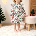 thumbnail image 2 of Girls Ruffle Long Sleeve Dress All Over Christmas Tree Printed Lightweight Cute Loose Casual Dresses, 2 of 7
