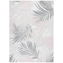 SAFAVIEH Courtyard Jenae Botanical Indoor/Outdoor Area Rug, Ivory/Pink, 9' x 12'