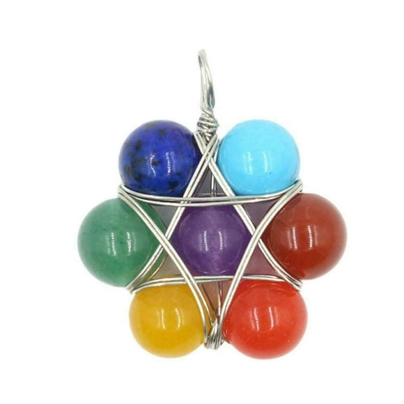 SMihono Natural Pendant Colorful Amethyst Agate -Mineral Jewelry Seven Chakras Energy Home Decoration on Clearance