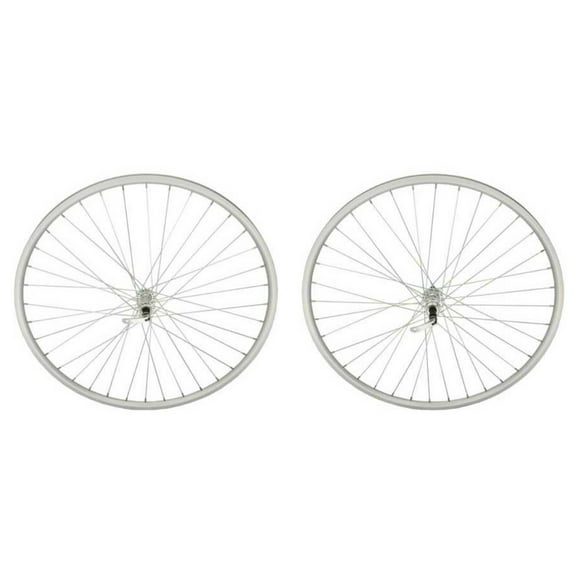 Silver Alloy 700c 36 Spoke 14g UCP 3/8 Quick Release Axle. Wheel set. Front and Rear Free Wheel