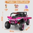 thumbnail image 4 of VIBESPARK 24V 2 Seater Ride on Toys UTV with Remote Control, Electric Ride on Cars for Kids, Power Car Wheels, Colorful LED Lights, Bluetooth, Storage Space, Pink, 4 of 11