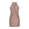 thumbnail image 4 of Semi Formal Dress for Women CALAFEBILA Solid Sequin Ball Graduation Dress Short Mini Dress, 4 of 7