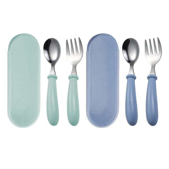 Miangastore Fourchettes Cuillères et Fourchettes pour Tout-Petits Vert 2 Ensembles 5.50X1.97X1.18 Po
