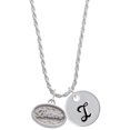 thumbnail image 1 of Delight Jewelry Silvertone Believe - Oval Seal Silvertone Script Initial Disc - I - Charm Necklace, 20"+3", 1 of 4
