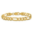 thumbnail image 3 of Diamond2Deal 14K Yellow Gold 7mm Flat Figaro Chain Bracelet 9 inch for Women, 3 of 5