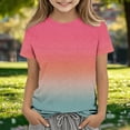 thumbnail image 2 of Zpanxa T Shirts for Girls Solid Color Round Neck Loose Fit Print Pattern Top Polyester Spandex 3-4 Years, 2 of 5