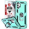 thumbnail image 1 of A32 5G Phone Case, Galaxy A32 5G Case with [2 Pack] Tempered Glass Screen Protector, FFIY [Military-Grade] Protective Phone Case with Ring Kickstand for Samsung Galaxy A32 5G (Not Fit 4G), Green, 1 of 8
