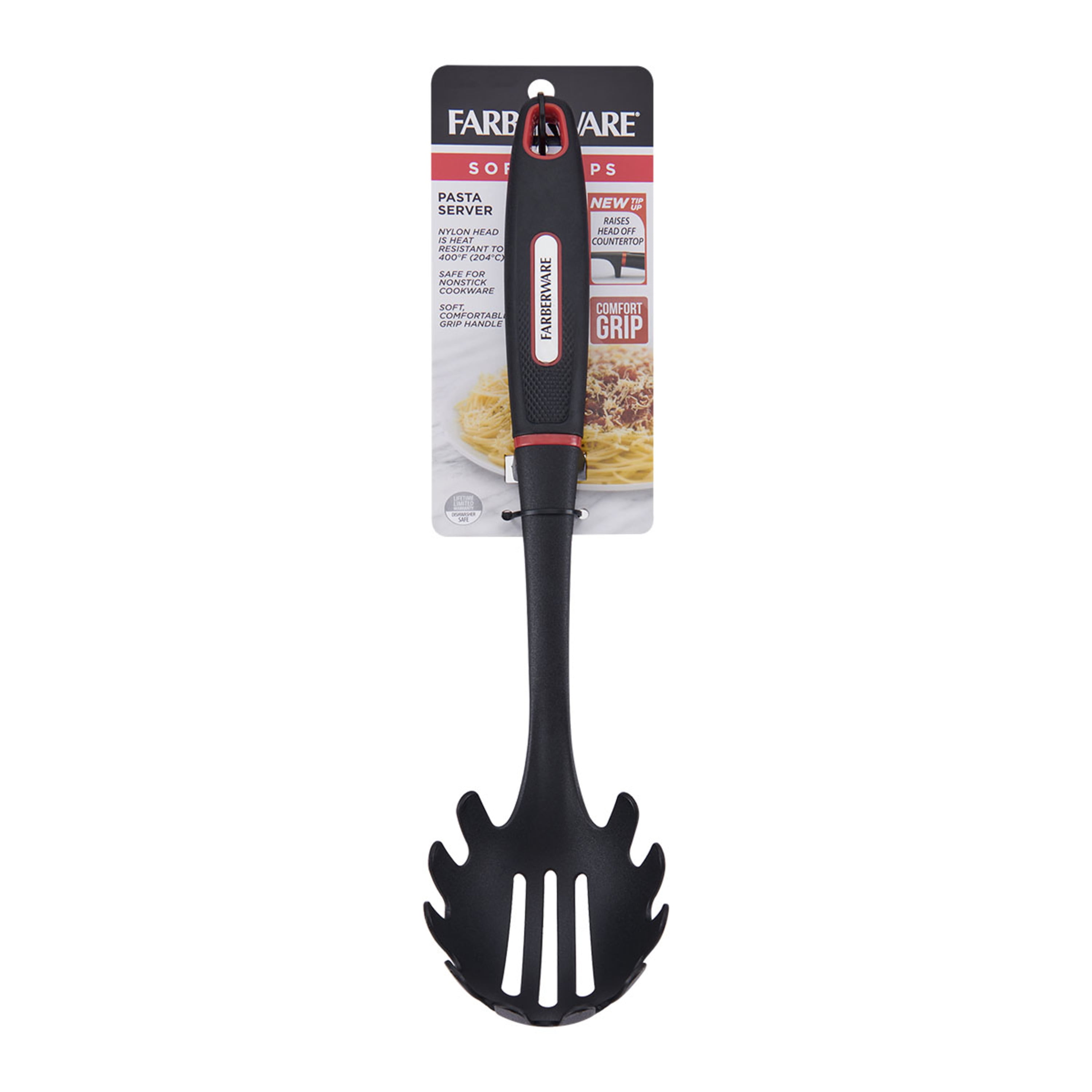 (2 pack) Farberware Soft Grips Plastic Pasta Server Black