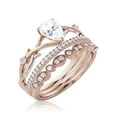 thumbnail image 3 of Boho & hippie 2.10 Carat Pear Cut Diamond Moissanite Unique Engagement Ring, Wedding Ring, Inspired And Branch Ring in 10k Solid Rose Gold, Gift For Her, Surprise, Promise Ring, Trio Ring Set, 3 of 3