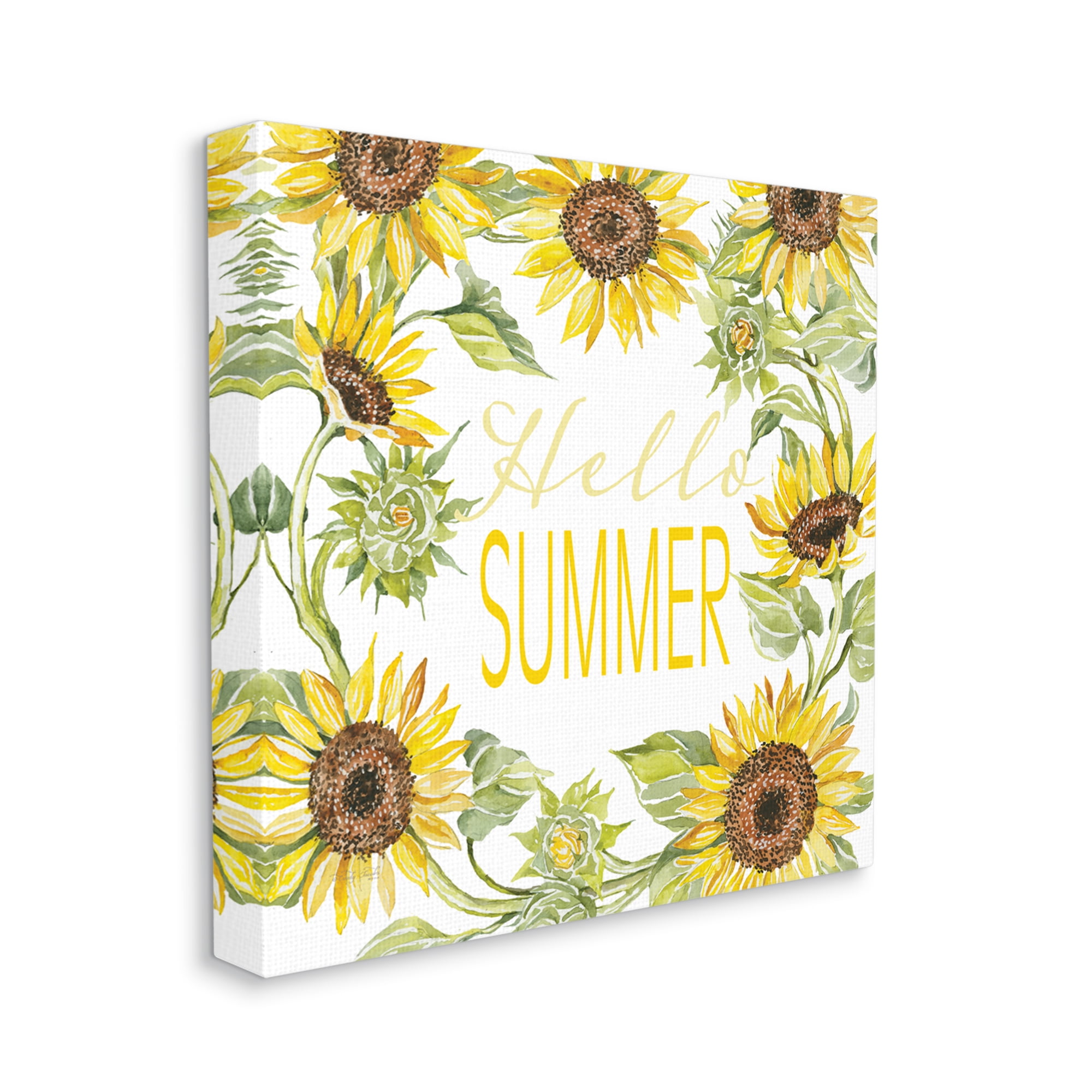 Stupell Industries Hello Summer Warm Yellow Sunflower Typography Border Graphic Art Gallery Wrapped Canvas Print Wall Art, Design by Cindy Jacobs