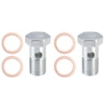 thumbnail image 1 of Tornillos huecos universales para motocicleta M18x1,5 de 43 mm de longitud con juego de arandelas, tornillos huecos de freno, rosca métrica, tono plateado, paquete de 6, 1 of 1