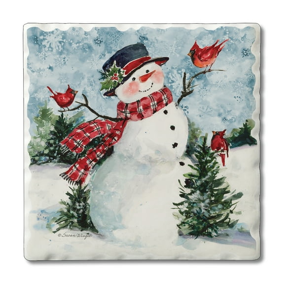 Thirstystone "Snowman Friends" Single Tumbled Tile Coaster