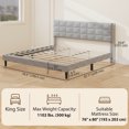 thumbnail image 3 of HOMCOM King Bed Frame with Upholstered Headboard Platform Bed Frame Grey, 3 of 10