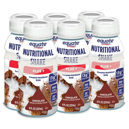 Equate Plus Nutritional Shake, Chocolate, 8 Fl Oz, 6 Ct