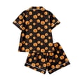 thumbnail image 4 of Halloween Pajamas Women 2-Piece Pajama Set Soft Pumpkin Short Sleeve Shirt and Shorts for Vacation Loungewear 01-Black L, 4 of 5